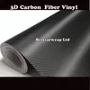 Feuilles de Film d'emballage de voiture en vinyle noir en fibre de carbone 3D de qualité 3M avec Drain d'air qualité supérieure 1 rouleau de 52x30m 4 98x98ft2432