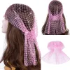 Glitter Crystal Head Scarf Head Wrap Luxury Rhinestone Women Nightclub Fishnet Hat Mesh Hollow Out Turban Hat Hair Accessory