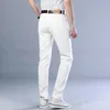 Mens Jeans Spring Summer Classic Business Casual Cotton Slim Trousers Denim Pants White Stretch Regular Fit Low Rise 231005