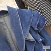 Giacche da donna Cappotto corto in denim corto a maniche lunghe con scollo a V alla moda autunnale