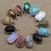 Pendentif Colliers Naturel Semi Précieux Pierre Polygone Plaqué Or Reiki Charmes Cristal Agate Collier DIY Bijoux Bracelets Faisant 12 pcs