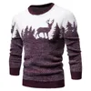 Męskie swetry świąteczne swetry męskie na dzianiny ciepły zagęszczony swobodny zimowy sweter vintage polarowe łosiełki okrągłe szyi wełna swetry Mężczyźni 231005