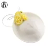 Hüte mit breiter Krempe FS Beige Weiß Kentucky Big Fascinators für Hochzeit Haar Cocktail Kirche Elegante Frauen Fedora Lady Fancy Flower Kopfbedeckung 231005