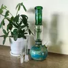 Green Glass Bong: 11-Inch Straight Tube with Tree Perc