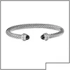 Gioielli Nome Oro Bracciale Bangle Collana Dy Jewelrys Sliver Uomo Donna Platino Perla Testa Moda Versatile Braccialetti Twist Jewelr Dhjp4