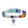 Strand XSM 8mm pierres précieuses naturelles Yoga énergie Bracelet extensible 7 Chakra coeur pendentif cristal équilibre Reiki guérison prière