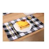 Natal placemats xadrez mesa de jantar resistente ao calor limpável placemat antiderrapante cozinha lugar tapetes talheres almofada de mesa decoração