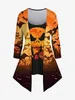 Womens Two Piece Pants Autumn Halloween 3D Skull Rose Flower Plaid Bird Pumpkin Bat Flame Print 2 in 1 Tshirt Or Flare Daily Casual Set 231005