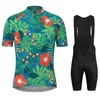 Conjuntos de jersey de ciclismo Ropa de verano Paraíso tropical Camisa de bicicleta de manga corta Estampado de flores Top de montar Hawaii Conjunto de hombres blancos 230928