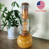 Sunny Yellow Glass Bong: 11-Inch Straight Tube with Tree Perc