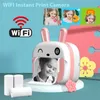 Toy Cameras Kids Instant Thermal Paper Print Camera Wireless WiFi Phone Printer 4K 1080p HD Video Children Mini Cartoon Digital Camera Toy 230928