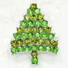 Broches 12 unids/lote venta al por mayor broche de moda diamantes de imitación pequeño árbol de Navidad Pin regalo en 11 colores C101258