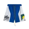 2023 Trendy Brand Designer Mens Shorts Rhude Sunset Letter Printed Hip Hop Mens and Womens Casual Sports Fifth Pants European S-xl