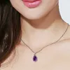 Pendant Necklaces Buyee 925 Sterling Silver Big Stone Chain Light Natural Amethyst Necklace for Woman Girl Excellent Jewelry 45cm 231005