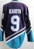 Homens Retro Hóquei 9 Paul Kariya Jerseys Poderoso Roxo Branco Preto Azul Vermelho Verde Laranja Aposentar Equipe Cor Bordado para Fãs Esportivos Vintage Clássico Puro Algodão Alto