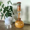 Sunny Yellow Glass Bong: 11-Inch Straight Tube with Tree Perc