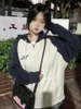 Kobiety z kapturem Zip Up Women Overaged Harajuku Bluza Kobieta jesienna koreańska moda o wartości marki vintage patchwork płaszcze panie