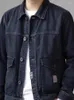 Vestes pour hommes Automne American Retro Heavyweight Denim Cargo Jacket Amei Kaki 93,6% coton lavé vieux manteau de moto court décontracté