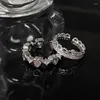 Bagues de cluster Y2K Rose Coeur Zircon Fidget Bague Réglable Style Coréen Ensemble De Mariage Pour Femmes Accessoires De Fiançailles Bijoux En Gros