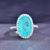 Anéis de casamento de luxo formas geométricas paraiba turmalina pedra preciosa cor de prata feminino anel temperamento senhoras na moda vintage jóias 231005