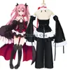 Owari Sonun Seraph'ı Cosplay Krul Tepes Cosplay Kostüm Pembe Peruklar Lolita Elbise Vampir Üniformaları Cosplay Uzun Pembe Peruklar