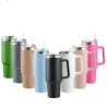 DHL Hot Pink Ready to Ship 40oz Mugs Tumbler med handtag isolerade tumlers lock Straw rostfritt stål Coffee Termos Cup 1031