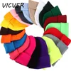 Vinterhattar för kvinnor Knit Neon Beanie Men Hip Hop Candy Color Cotton Stick Caps Fashion Skallies Beanies virka hatt Soft Cap1243Z