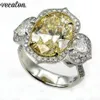 Vecalon Flower Obiecing Pierścień 925 Sterling Silver 5A Cyrron CZ zaręczynowe Pierścienie Wedding Pierścienie dla kobiet Mężczyzn biżuterii