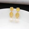 Orecchini con perno 1 paio di perle d'acqua dolce naturali Gocce Borchie Colori Pietra Cubic Zirconia Post per gioielli da donna Boucle D'oreille