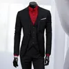 Costumes pour hommes Grand costume d'affaires Lisse Couleur pure Fermeture à glissière Solide Hommes Formel Slim Fit