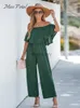 Dames Jumpsuits Rompertjes Korte mouw Off-the-shoulder jumpsuit voor dames Sexy Wijde Pijpen Lange Playsuit 2023 Zomer Overalls Romper JumpsuitL231005