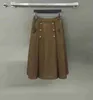 Women's Shorts designer 2023 Autumn NewStyle Versatile Plaid Gold Button Pressed Pleated Mid length Skirt for Women 3A12