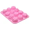 Cake Tools 12-kavitet Flower Silicone Chocolate Mold Diy Handmased Soap Forms Mögel Candy Bar Fondant för att dekorera231S