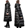 Trenchs de femmes manteaux 2023 hiver Big Szie dames à capuche noir Parkas mode lâche épais pain long manteau coréen coton rembourré veste pour