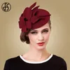 Geniş Memlu Şapkalar Kova Fs Kadınlar İçin Faşlatorlar Zarif Çiçek Siyah Hap Kutusu Şapkası Yün Kuşak Vintage Gelinlik Fedoras Kilise Bayanlar Resmi Kapaklar 231005