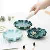 Soap Dishes Lotus Leaf Shape Ceramic Soap Dish Tray el Bathroom High-grade Drain Soap Dish Rack for Home Wash Table Jewelry Storage Decor 230926