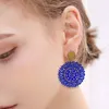 Dangle Earrings Beaded Roundness Hollow Out Royal Blue Fashion Simple Geometry Hand Knitting Bohemia Crystal Alloy Rice Bead