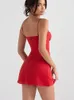 Vestidos Casuais Básicos Julissa Mo Verão Floral Impressão Básica V Pescoço Mini Sexy Vestido Mulheres Sem Mangas Backless Bodycon Vestidos Vermelho Casual Vestidos 230927