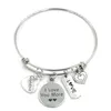 Ny ankomst rostfritt stål armband justerbar tråd Bangle Family Charms Armband mormor gåvor smycken262f