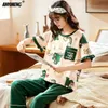 Women's Sleep Lounge Nouvelles femmes mode Kawaii pyjama doux coton vêtements de nuit femmes pyjamas dinosaure impression été Homewear pyjamas pour jeunes filles L231005