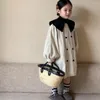 Jaquetas meninas casaco longo outono crianças uma peça roupas coreano moda bebê menina jaqueta de alta qualidade casual solto blusão