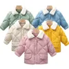 Jackets Girls Fashion Fur Collar Lightweight Down Jacket Infant Kids Candy Colored Jacket Baby Autumn Winter Clothes Han Edition Coat 231005