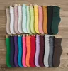 Women Socks Colorful Long Loose Cute Color Cotton Spring Autumn Fashion White Curl Solid Casual Korean Japanese Crew Heap