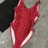 Traje de baño de una pieza de estilo retro para mujer Traje de baño de cintura alta Traje de baño sexy para surf en la playa Traje de baño con cuello redondo Traje de baño 245I