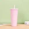 Tumblers مزدوج الجدار DIY 710ml 24oz باستيل ملون بلاستيك كوب تورم دوريان مع القش وغطاء لا شعار