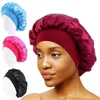 Bonnet Skull Caps Femmes Satin Solide À Larges Bords Chapeau De Couchage Unisexe Head Wrap Bande Élastique Cap Soins Des Cheveux Bonnet Nuit bonnet de nuit 231005