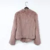 Women s Fur Faux Real Rabbit Knit Cardigan Coat Jacket Natural Handmade Irregular Collar Overcoat Knitted Outerwear Vest 231005