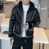 Men's Wool Blends Winter Thicken Lamb Hoodie Jacket Fashion Lapel Windproof Motorcycle Leather Casual High Quality Warm Coat 230928