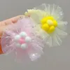 Haarschmuck 2 stücke Glitter Kreis Garn Blume Elastische Bänder für Mädchen Pom Floral Seil Ruber Band Pferdeschwanz Krawatten