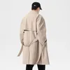 Männer Trenchcoats 2023 Herbst Winter Mittellange Männer Jacke Mode Lässig Lose Maßgeschneiderte Kragen Mantel Solide Einreiher Lange Gürtel